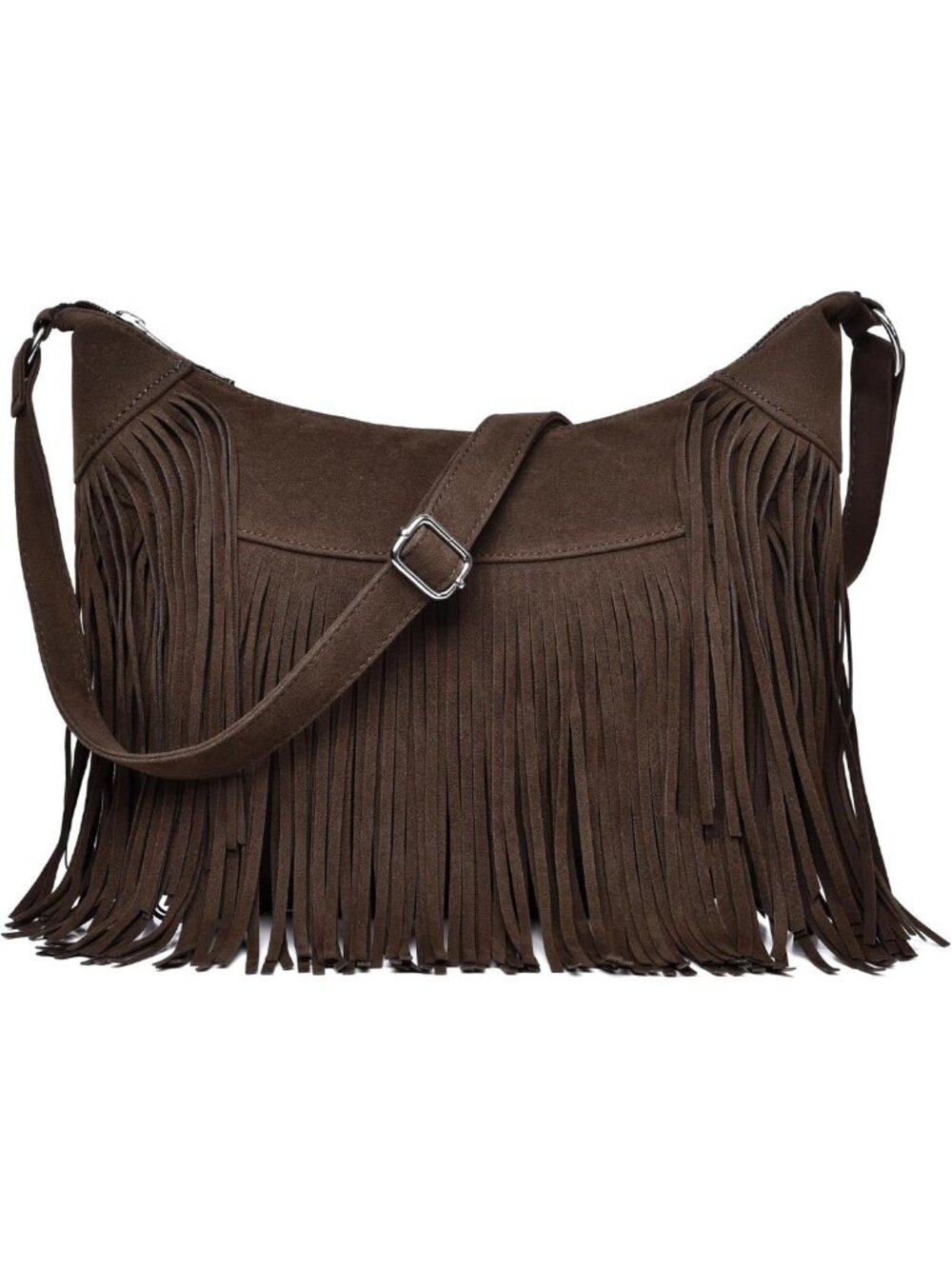 Vintage Western Suede Fringe Hobo Bag, Stylish Crossbody Shoulder Purse for